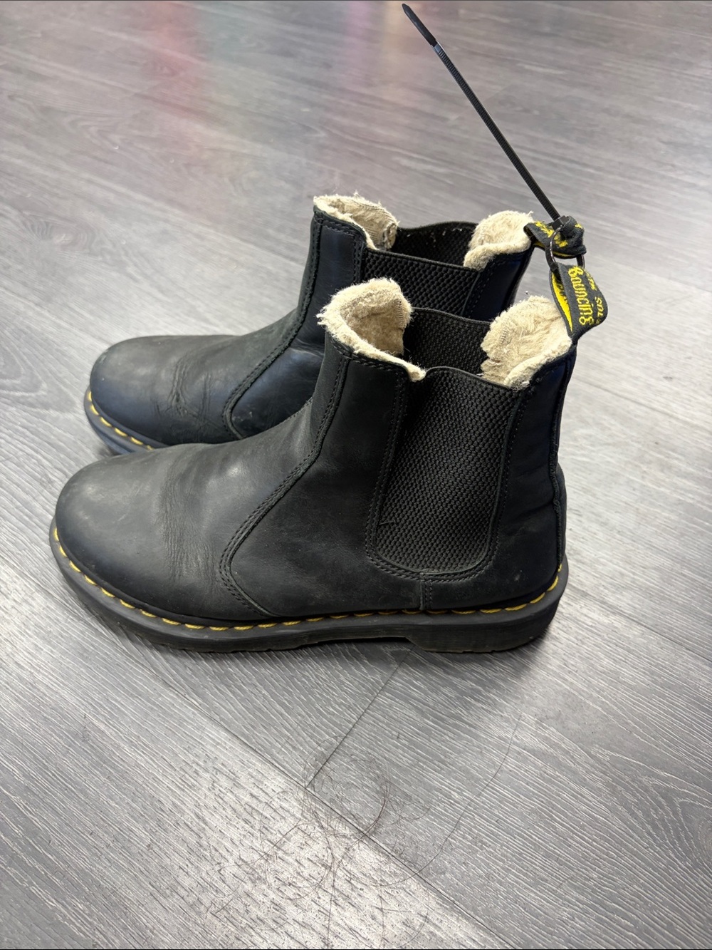 Dr. Martens Black Leather Fleece-Lined Chukka Boots
